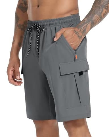 Men's Cargo Shorts Quick Dry Lightweight Stretch Hiking Shorts for Men with 5 Pockets No Lining Grey - Image 1