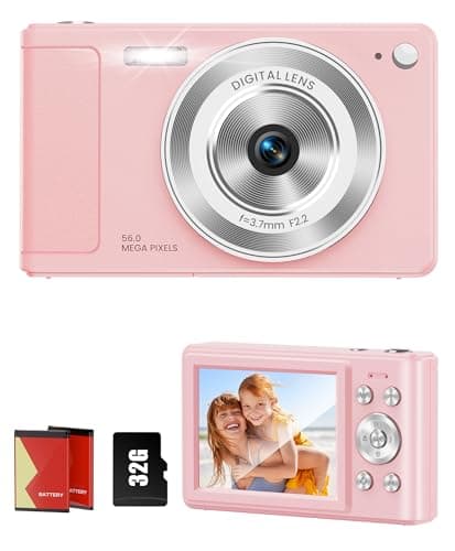 WONNIE Digital Camera 56MP, FHD 1080P Point & Shoot Camera with 32GB SD Card, 2 Batteries, and Lanyard, Ideal for Kids & Teens, Suitable Gift for Girls - Image 1