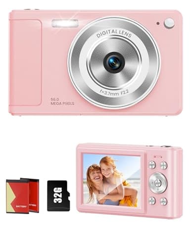 WONNIE Digital Camera 56MP, FHD 1080P Point & Shoot Camera with 32GB SD Card, 2 Batteries, and Lanyard, Ideal for Kids & Teens, Suitable Gift for Girls - Image 1