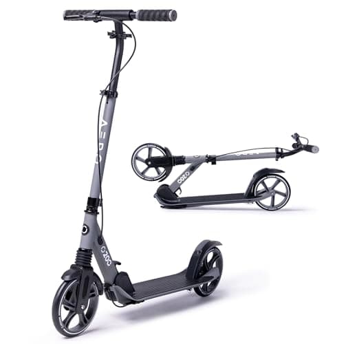 Aero Big Wheels Kick Scooter for Kids 8-12, Teens & Adults | Hand Brake, Rubber Deck Mat & Shock Absorption | Foldable & Height Adjustable, 220lbs Max - Image 1