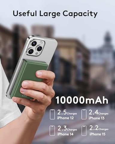 Ntaanoo 2025 for iPhone Magsafe Battery Pack, Ultra Slim Magnetic Power Bank Fast Charging, Wireless Portable Charger 10000mAh, 20W Powerbank Compatible with iPhone 16/15/14/13/12 Series, Matte Green - Image 7
