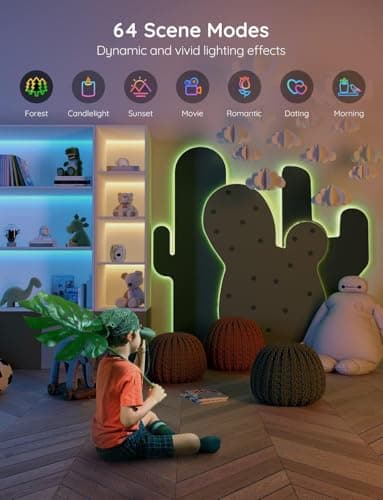 Govee LED Strip Lights 100ft, LED Lights for Bedroom, WiFi RGB LED Lights Work with Alexa and Google Assistant, 64 Modes and Music Sync, Strip Lights for Indoor, Home Decor, 2 Rolls of 50ft - Image 7