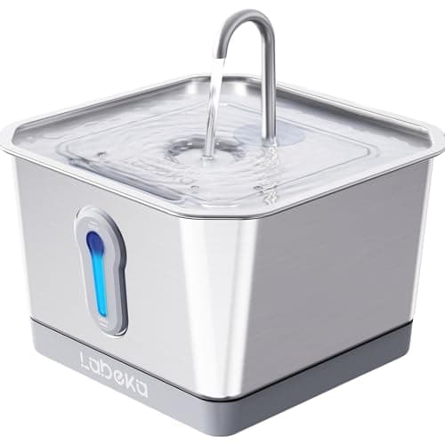 LABEKA Wireless Cat Water Fountain Stainless Steel, 4L/135oz Battery Operated Cat Fountain with Base, Automatic Pet Water Fountain, Ultra-Quiet and Easy Clean for Cats Dogs Multiple Pets(2 Filters) - Image 1