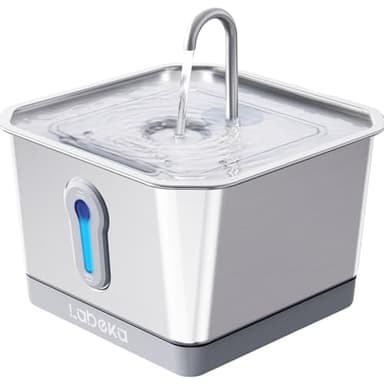 LABEKA Wireless Cat Water Fountain Stainless Steel, 4L/135oz Battery Operated Cat Fountain with Base, Automatic Pet Water Fountain, Ultra-Quiet and Easy Clean for Cats Dogs Multiple Pets(2 Filters) - Image 1