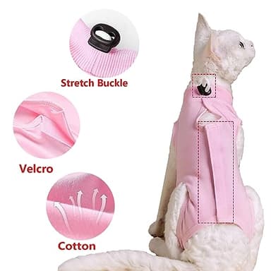 Cat Recovery Suit Cat Surgery Recovery Suit, Breathable Skin Anti Licking Suit,Skin Diseases Protection Collar Alternative Pet Body Suit for Puppy Kitten Neutered,Abdominal Wound Skin Damage,Weaning - Image 3