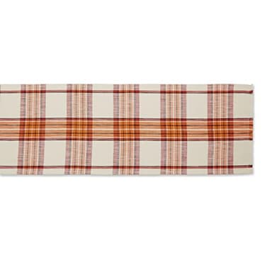 DII Thanksgiving & Fall Table Decoration Autumn Farmhouse Plaid, Table Runner, 14x108, Pumpkin Spice Orange - Image 2