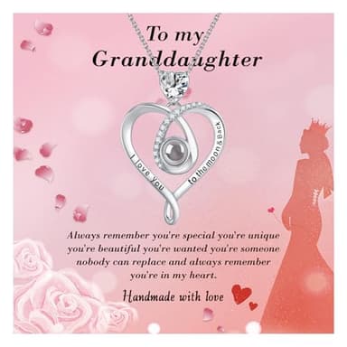 Alittlecare Granddaughter Necklace From Grandma - Interlocking Heart Necklace Filled With My Love - Gift for Granddaughter On Birthday/Christmas/Mother's day/Graduation/Wedding/Valentines Day - Image 1