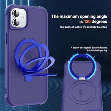SKYLMW Compatible with iPhone 12 Case & iPhone 12 Pro Case with Invisible Magnetic O-Ring Stand Translucent Phone Cases 6.1" [Compatible with Mag-Safe][Great Grip Feeling], Navy - Image 9