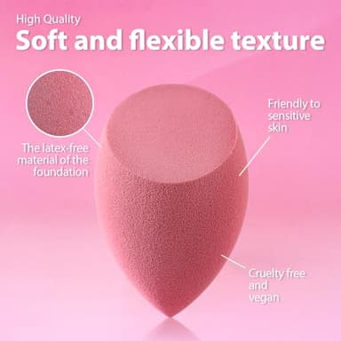 Makeup Sponge Set Foonbe Blender Sponges 7 Pcs for Liquid, Cream, and Powder, Latex Free, Multi colored Beauty Sponges with 1 Mini Sponge, Vegan & Cruelty-Free - Image 3