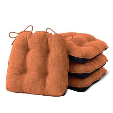 IPYNBAP Chair Cushions for Dining Chairs Set of 4, Kitchen Chair Cushions, Chair Pads with Ties and Non Slip Backing, Tufted Memory Foam Seat Cushion 4 Pack, 15.5" x 15.5" x 4", Rust, Halloween - Image 1