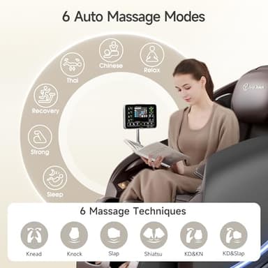 Real Relax 2025 Massage Chair Full Body,Zero Gravity 3D SL Track Shiatsu Massage Recliner with Body Scan,Thai Stretching and APP Control,Office and Home Use,Brown - Image 6