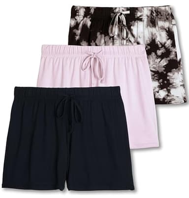 Real Essentials 3 Pack: Women's Pajama Shorts Sleep Lounge Sweatshorts Comfy Sleepwear Bottoms (Available In Plus Size)- Set 8, XXL - Image 1