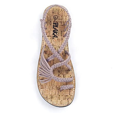 Plaka Palm Leaf Flat Summer Sandals for Women | Perfect for the Beach Walking & Dressy Occasions | Brazilian Sand | Size 8 - Image 1