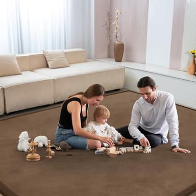 ILPEOD Baby Play Mat for Floor Tummy Time Mat Nursery Rug Muscle Mat Area Rug Playroom Rug Tatami Mat 9'2"x6'7" Memory Foam 1.3" Thick Crawling Mat for Babies,Toddlers, Infants, Kids,Floor Mat,Coffee - Image 5