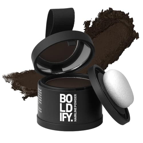 BOLDIFY Hairline Powder - Root Touch Up Hair Color for Gray Coverage - Bald Spot Concealing Hair Powder for Women & Men - 24-Hour Stain-Proof - Dark Brown - Image 1
