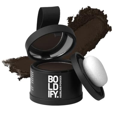 BOLDIFY Hairline Powder - Root Touch Up Hair Color for Gray Coverage - Bald Spot Concealing Hair Powder for Women & Men - 24-Hour Stain-Proof - Dark Brown - Image 1