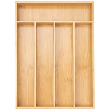 Besilord Silverware Organizer Kitchen Drawer Organizer Utensil Organizer Bamboo Silverware Holder Cutlery Organizer in Drawer Flatware Organizer Tray(5 slots, Natural - Image 1