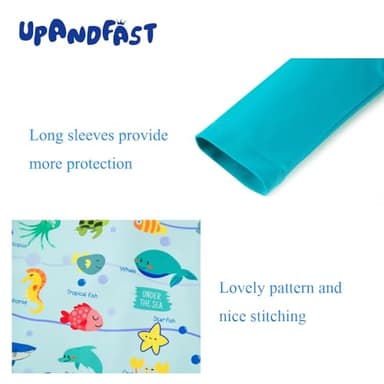 upandfast Baby/Toddler Swimsuit UPF 50+ Sun Protection One Piece Zipper Bathing Suit with Sun Hat Infant Beach Swimwear (Marine Life,6-9 Months) - Image 5