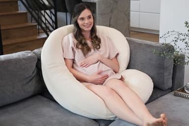 Pharmedoc Pregnancy Pillows, C-Shape Full Body Pillow – Jersey Cover Beige – Pregnancy Pillows for Sleeping – Body Pillows for Adults, Maternity Pillow and Pregnancy Must Haves, New Mom Gifts - Image 7