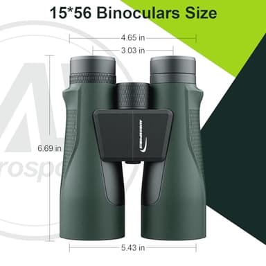 15x56 Binoculars for Adults High Powered - Aurosports HD Large View Binoculars with Clear Low Light Vision - Lightweight Easy Focus Bird Watching Hunting Hiking Cruise Travel - Green - Image 8