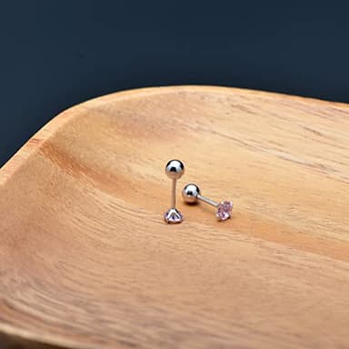 5MM Cubic Zirconia Stud Screw Backs Sterling Silver Earrings for Women, Hot Pink - Image 3
