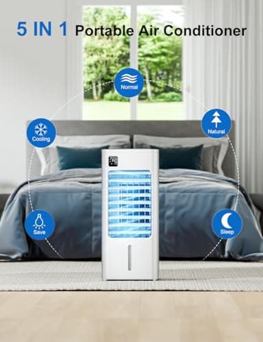 AIRTHRYL Smart Portable Air Conditioners, 3-IN-1 Evaporative Air Cooler, Quiet Operation, 1-12H Timer for Auto Shut-off, 5 Modes & 3 Fan Speeds, Removable Water Tank - Image 2