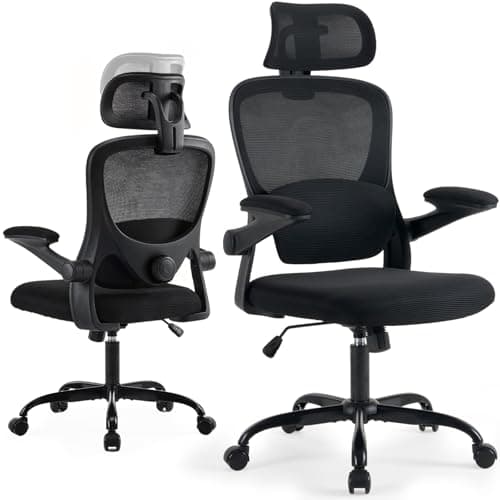 Estevo Ergonomic Office Chair with Tilt-Lock, Home Office Desk Chair with Auto Lumbar Support, High Back Mesh Desk Chair with Adjustable Headrest, Swivel Task Chair or Study Room Bedroom,Black - Image 1