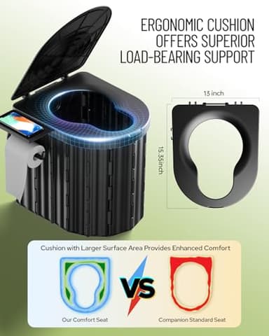 Camping Toilet with Pop-Up Privacy Tent and Liquid Waste Gel, Portable Toilet for Camping with Large Tent, Ergonomic Potty Provides Enhanced Comfort, Suitable for All Ages - Image 4