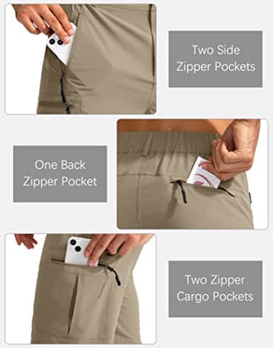 Pudolla Men's Hiking Cargo Shorts 9" Lightweight Outdoor Work Shorts for Men Travel Golf Camping Casual with 5 Zipper Pockets(Dusty Khaki Large) - Image 4