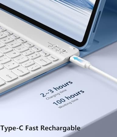 Wenlaty Keyboard Case for iPad Air 11-inch Case with Keyboard (M3/M2, 2025/2024) & Air 5th/4th Generation 10.9'' - Detachable Wireless, Thin & Light Cover with Pencil Holder for iPad Air 11-inch, Blue - Image 5