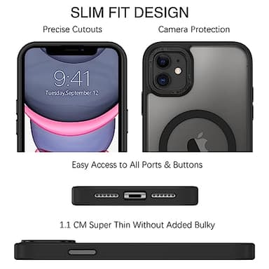 BENTOBEN for iPhone 11 Phone Case, Phone case for iPhone 11 Magnetic Case [Compatible with Mag Safe] Translucent Matte Slim Shockproof Anti-Fingerprint Protective Cover for iPhone 11 6.1’’ Black - Image 2