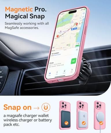 CANSHN Magnetic Compatible with iPhone 14 Pro Max Case, Upgraded [Full Camera Protection] [Compatible with Magsafe] [Translucent Matte] Shockproof Protective Phone Case Cover 6.7 Inch - Pink - Image 5