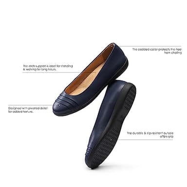DREAM PAIRS Women's Flats with Arch Support, Ballet Flats for Women Dressy Comfortable, Round Toe & Slip On Office Shoes,Size 11,Navy,SDFA2306W - Image 4