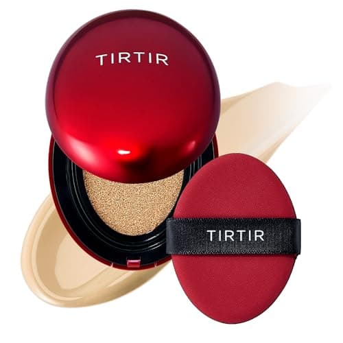 TIRTIR Mask Fit Red Cushion Foundation | Full coverage, Weightless, Skin fit, Satin Glow Finish, Korean Makeup BB Foundation, beauty, Tattoo cover up, Buildable (#24W Soft Beige, 0.63 Fl Oz) - Image 1