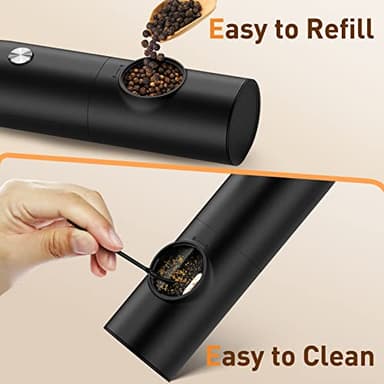 Electric Salt and Pepper Grinder Set-Rechargeable Automatic Pepper Mill Grinder with LED Christmas Gifts for Women, USB Adjustable Coarseness shakers, One-Hand Operation for Kitchen Gadgets - Image 7