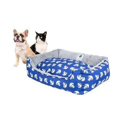 Petique Anchor's Away Reversible Pet Bed, Blue, Small - Image 1