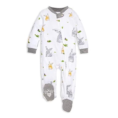 Burt's Bees Baby Sleep and Play PJs, 100% Organic Cotton One-Piece Zip Front Romper Jumpsuit Pajamas - Image 1
