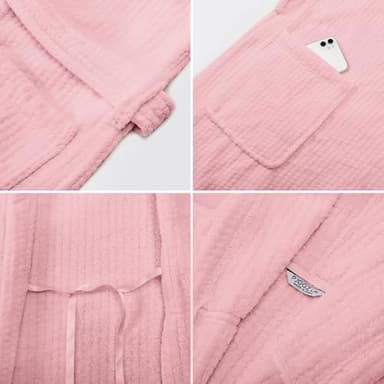 PJGGZ Hooded Bathrobes for Women, Soft Long Towel Robes for Women - Quick Dry yet Warm(Light Pink, S/M) - Image 4