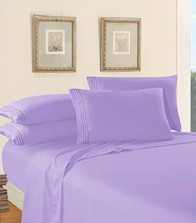 Elegant Comfort Luxury Soft 1500 Premier Hotel Quality 4-Piece Sheet Wrinkle and Fade Resistant Bedding Set, Deep Pocket up to 16inch, Queen, Lavender - Image 2