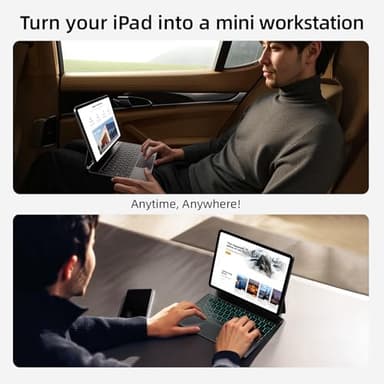 CSZZACME for iPad Air 13 inch case Keyboard M3 2025 & M2 2024,Magic Keyboard for iPad Pro 12.9 (6th,5th,4th,3rd Gen),Magnetic Attach,Multi-Gesture Trackpad,7-Color Backlit,Shortcut Keys,Black - Image 6