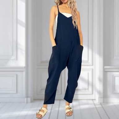 UNIANKIYA One Piece Jumpsuits for Women Casual Overalls Sleeveless Strap Rompers Travel Vacation Outfits Fall Fashion Clothes - Image 4