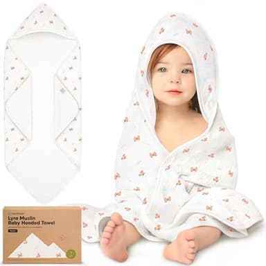 KeaBabies Muslin Baby Bath Towels with Hood for Girls, Boys - Large Organic Cotton Hooded Baby Towels for Newborns, Toddlers, Infant, Kids, Soft Absorbent Newborn Bath Essentials Gift Set (Monarch) - Image 1