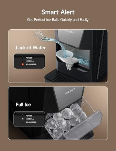 HiCOZY Clear Ice Ball Maker Countertop,Sphere Ice Maker with IcyGem Technology,2 Ice Balls in 60Mins,40 pcs/Day, Self-Cleaning Ice Machine with Ice Tong for Cocktails, Whiskey & Bourbon - Image 6