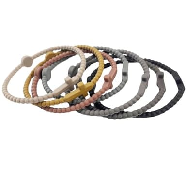 Finrray 7PCS Jesus Bracelets Silicone Cross Bracelets Colorful Rubber Bracelet Family Friend Couple Jewelry for Women Men (Daily Matching, Small) - Image 3