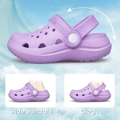 Toddler Clogs Girls Garden Shoes Kids Cartoon Slides Sandals Slippers Unisex Child Beach Water Clogs Indoor Outdoor Purple Toddler Size 9 - Image 4