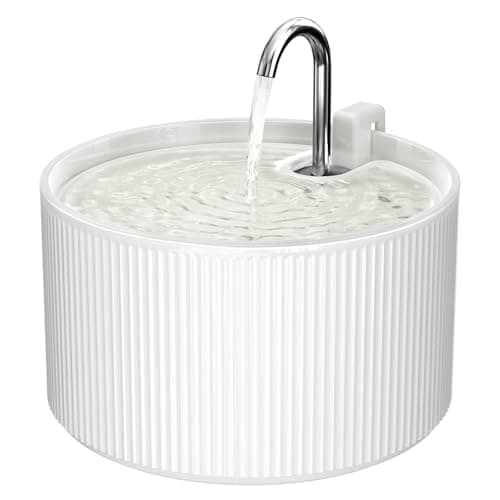 Voluas Ceramic Cat Water Fountain, 2.2L/74oz Cat Fountains for Drinking Indoor, Automatic Pet Water Dispenser with Ultra-Quiet Pump and Replacement Filter, Kitty Watering Supplies, Easy Clean BPA-Free - Image 1