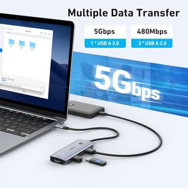 Docking Station USB C to Dual HDMI Adapter, MOKiN USB C Hub Du al HD MI Monitors for Windows,US B C Adapter with Dual HDMI,3 USB Port,PD Compatible for Dell XPS 13/15, Lenovo Yoga,etc - Image 6