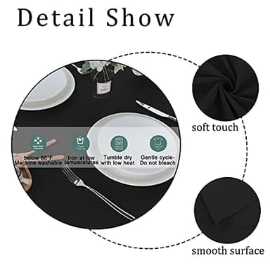 Fitable Rectangle Tablecloth Stain and Wrinkle Resistant Washable Polyester Table Cloth for Buffet Parties and Camping (60x84 inch, Black) - Image 5