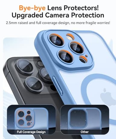 CANSHN Magnetic Compatible with iPhone 13 Pro Case, Upgraded [Full Camera Protection] [Compatible with Magsafe] [Translucent Matte] Shockproof Protective Phone Case Cover 6.1 Inch - Light Blue - Image 4