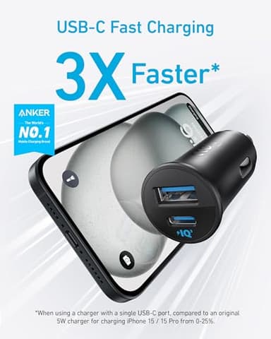 Anker USB-C Car Charger, 30W 2-Port Type-C Car Adapter, iPhone Car Charger with Power IQ 3.0, for iPhone 17/16/15/14/13 Series, Samsung Galaxy S25/S24/S23/S22/S21 Series, iPad Pro, AirPods, and More - Image 2